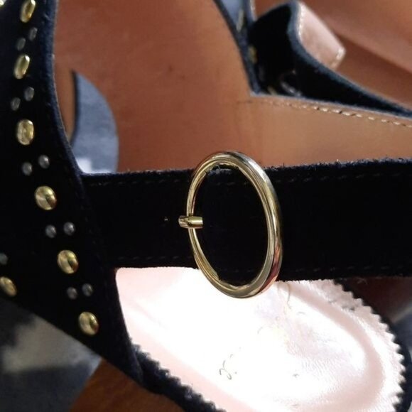 J.Crew Stella 3.5 Inch Block Heel Black Suede Leather Strappy Sandal Size 8.5 - Picture 16 of 16